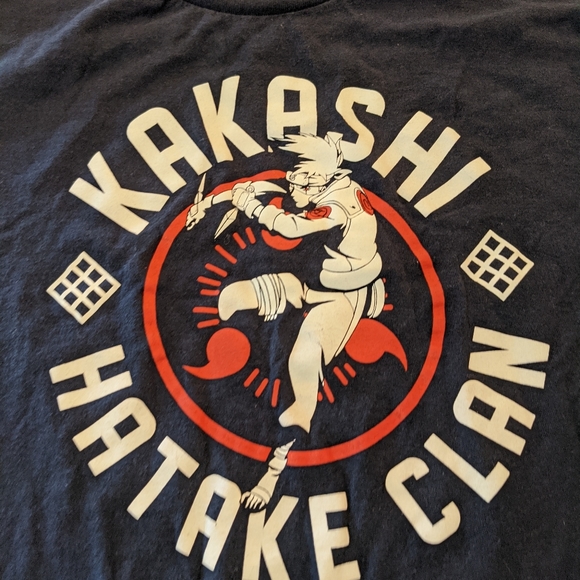 Vintage Naruto Shippuden Kakashi Hatake Clan Navy T-Shirt L Anime 2002 - 2007 - Picture 2 of 4